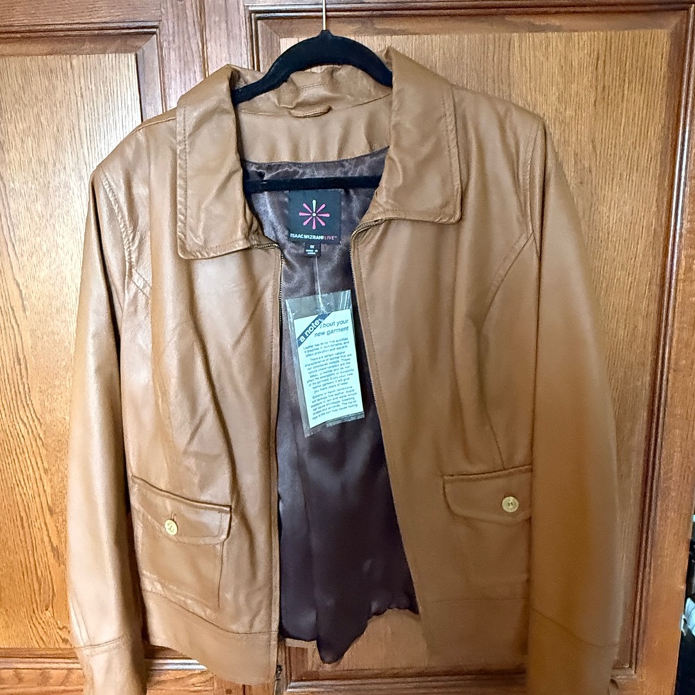 Isaac Mizrahi Tan Leather Jacket